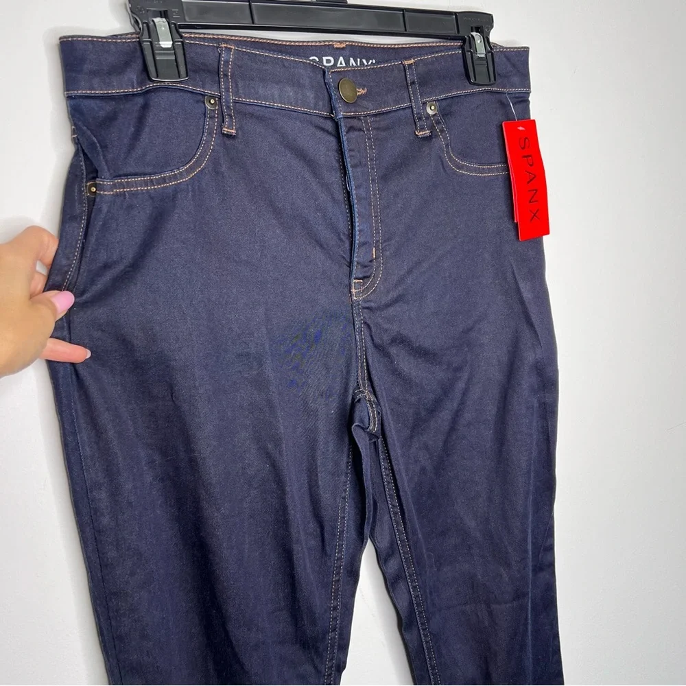 NWT SPANX Slim-X Ankle Jeans Zip Jeggings Midnight Rinse Dark‎ Wash Indigo A28
